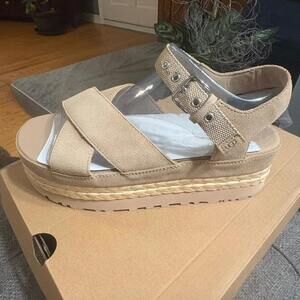 UGG Aubrey Ankle Strap Platform Sandals Sand USA Women Size 10 US.  EU 41.